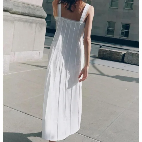 NWT Zara Poplin Corset Seamed Maxi Dress in White - S - Picture 3 of 8